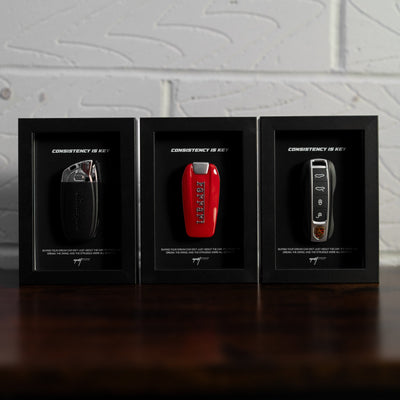Consistency is Key Triple Bundle front view, Ferrari Porsche and Lamborghini framed artworks collection by Apart Studio