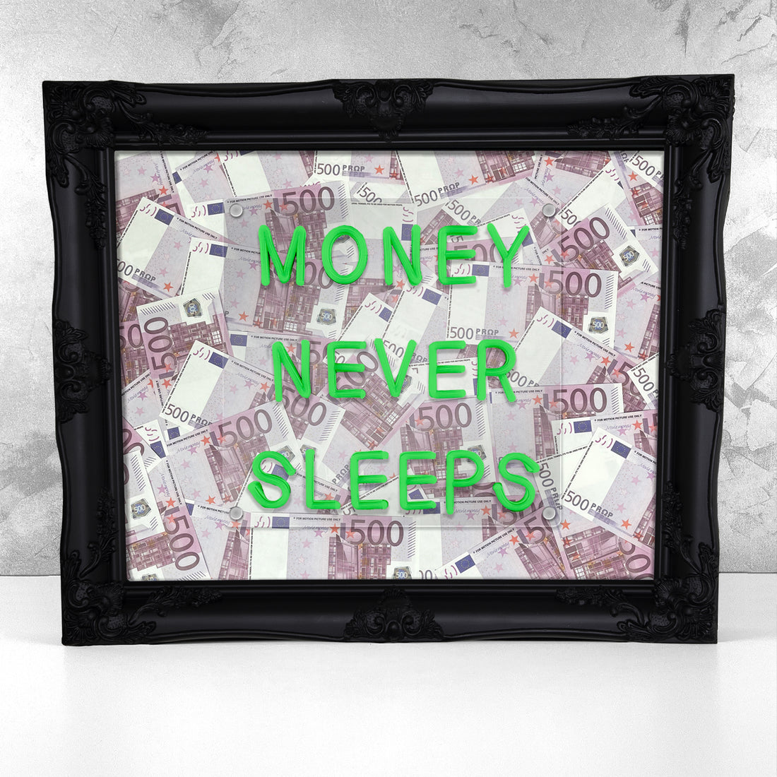 Money Never Sleeps V2 LED frame - EUR - Apart studio