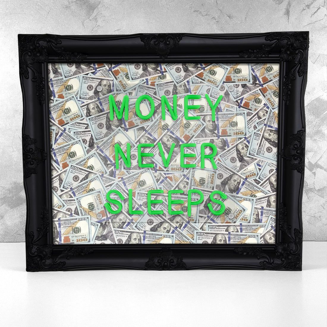 Money Never Sleeps V2 LED frame - USD - Apart studio