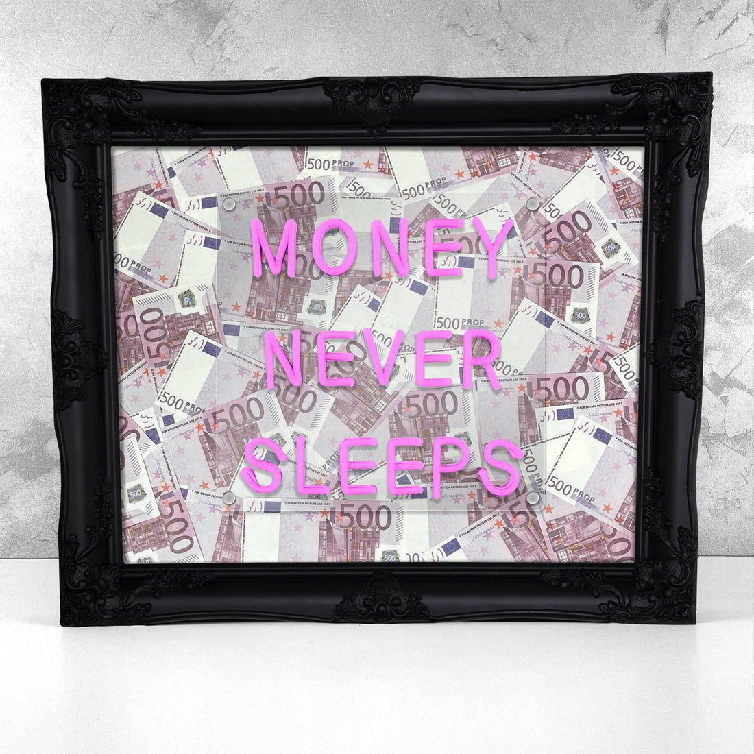 Money Never Sleeps V2 LED frame - EUR - Apart studio