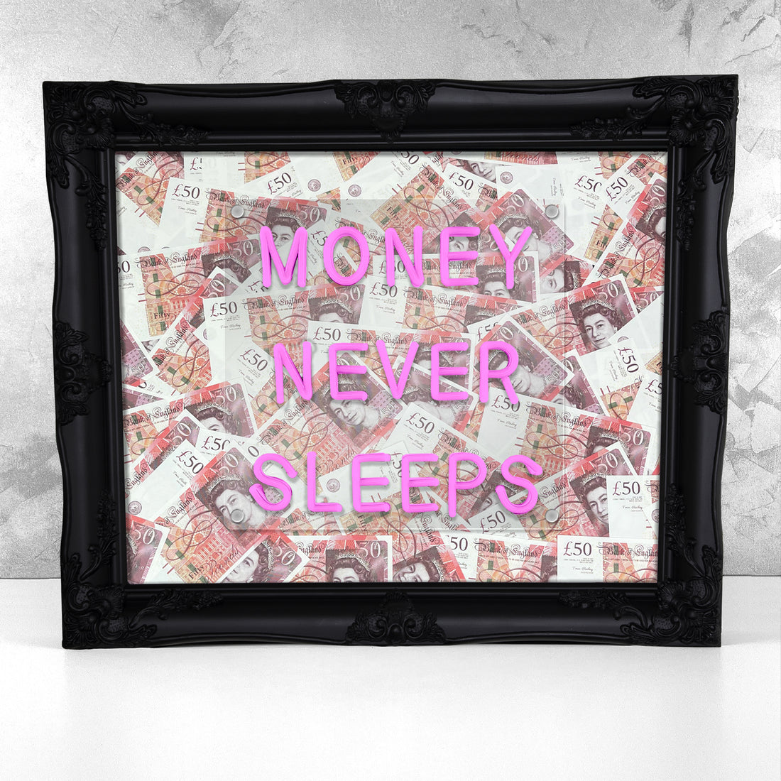 Money Never Sleeps V2 LED frame - GBP - Apart studio