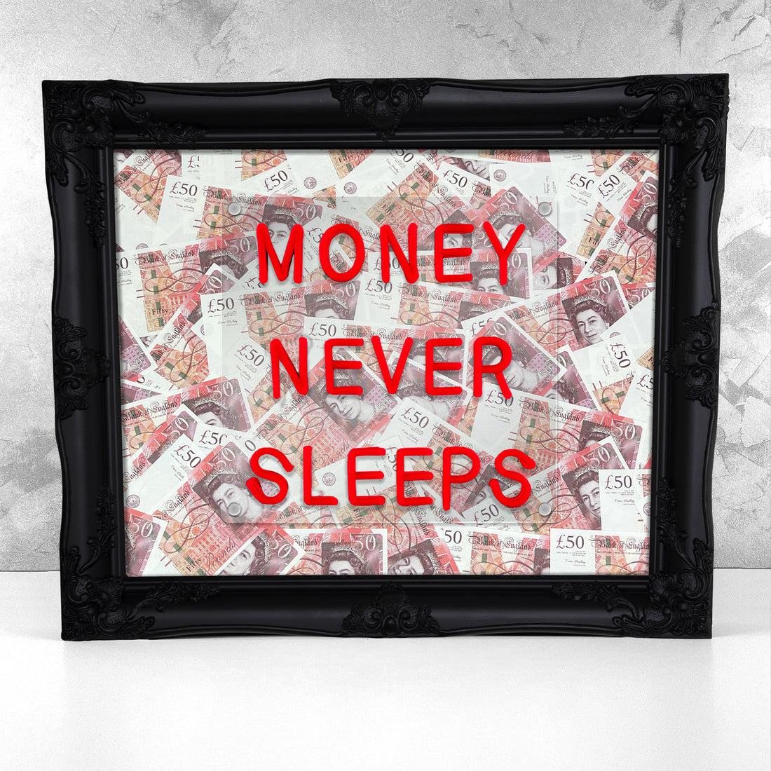 Money Never Sleeps V2 LED frame - GBP - Apart studio