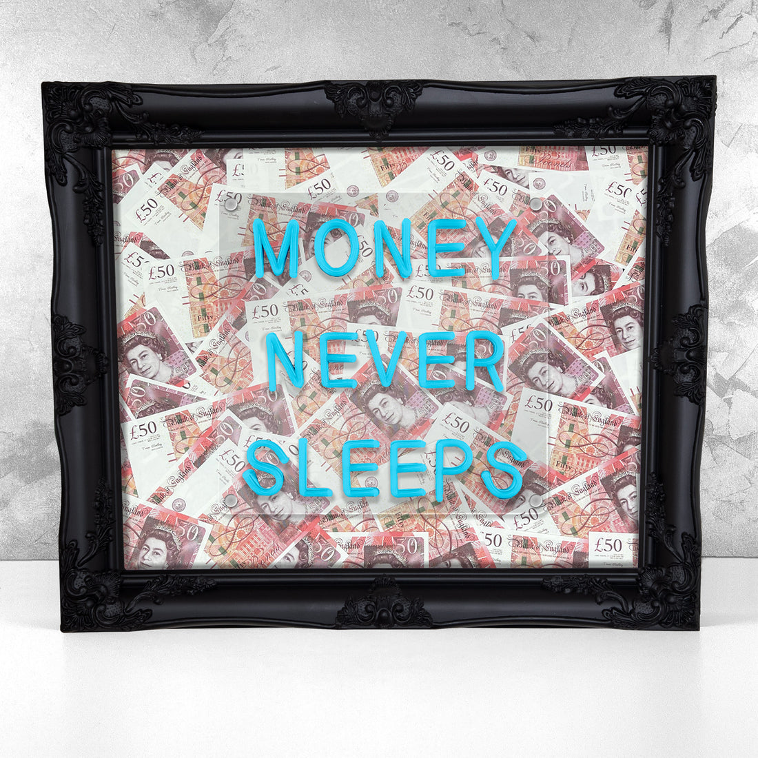 Money Never Sleeps V2 LED frame - GBP - Apart studio